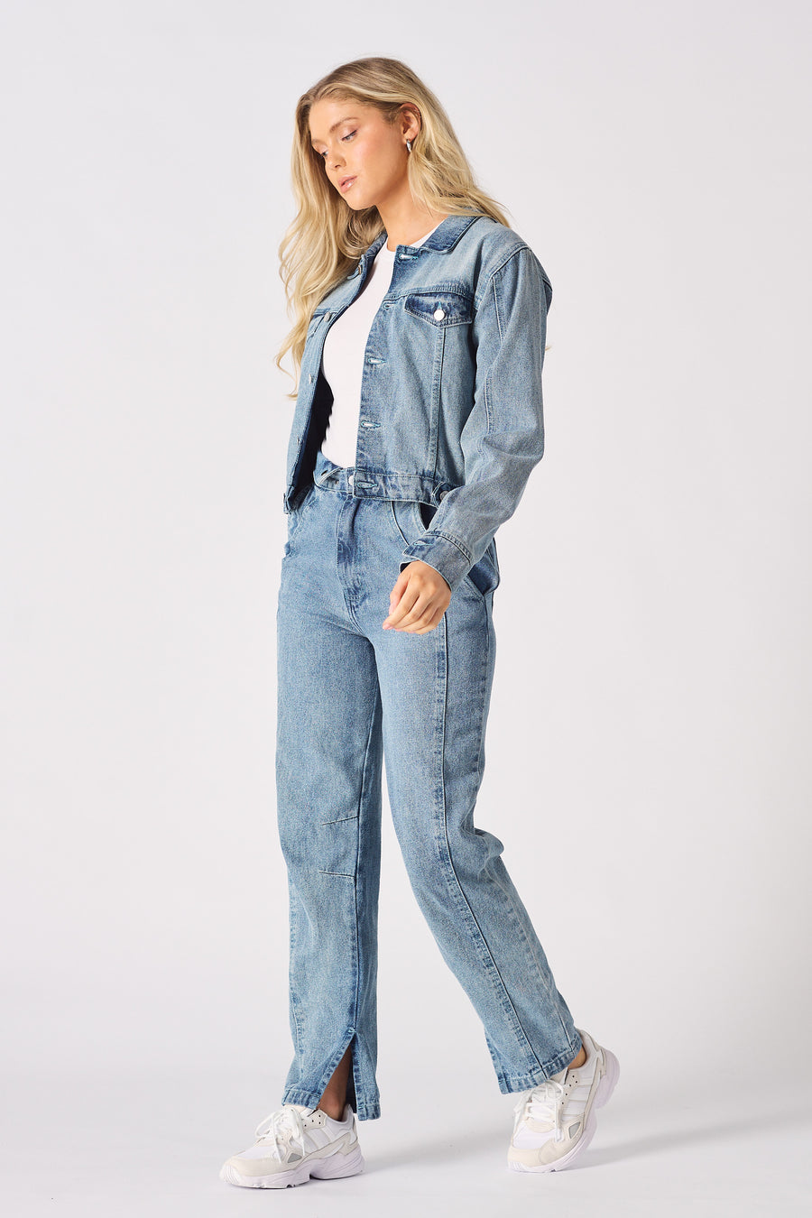 DETACHABLE DENIM JUMPSUIT - BLUE ACID WASH -  Women's Denim Jumpsuits Detachable
