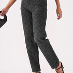 DIAMOND STITCH STRAIGHT LEG JEANS - BLACK ACID WASH -  Women's Straight Leg Jeans