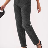 DIAMOND STITCH STRAIGHT LEG JEANS - BLACK ACID WASH -  Women's Straight Leg Jeans