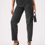 DIAMOND STITCH STRAIGHT LEG JEANS - BLACK ACID WASH -  Women's Straight Leg Jeans