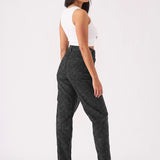 DIAMOND STITCH STRAIGHT LEG JEANS - BLACK ACID WASH -  Women's Straight Leg Jeans