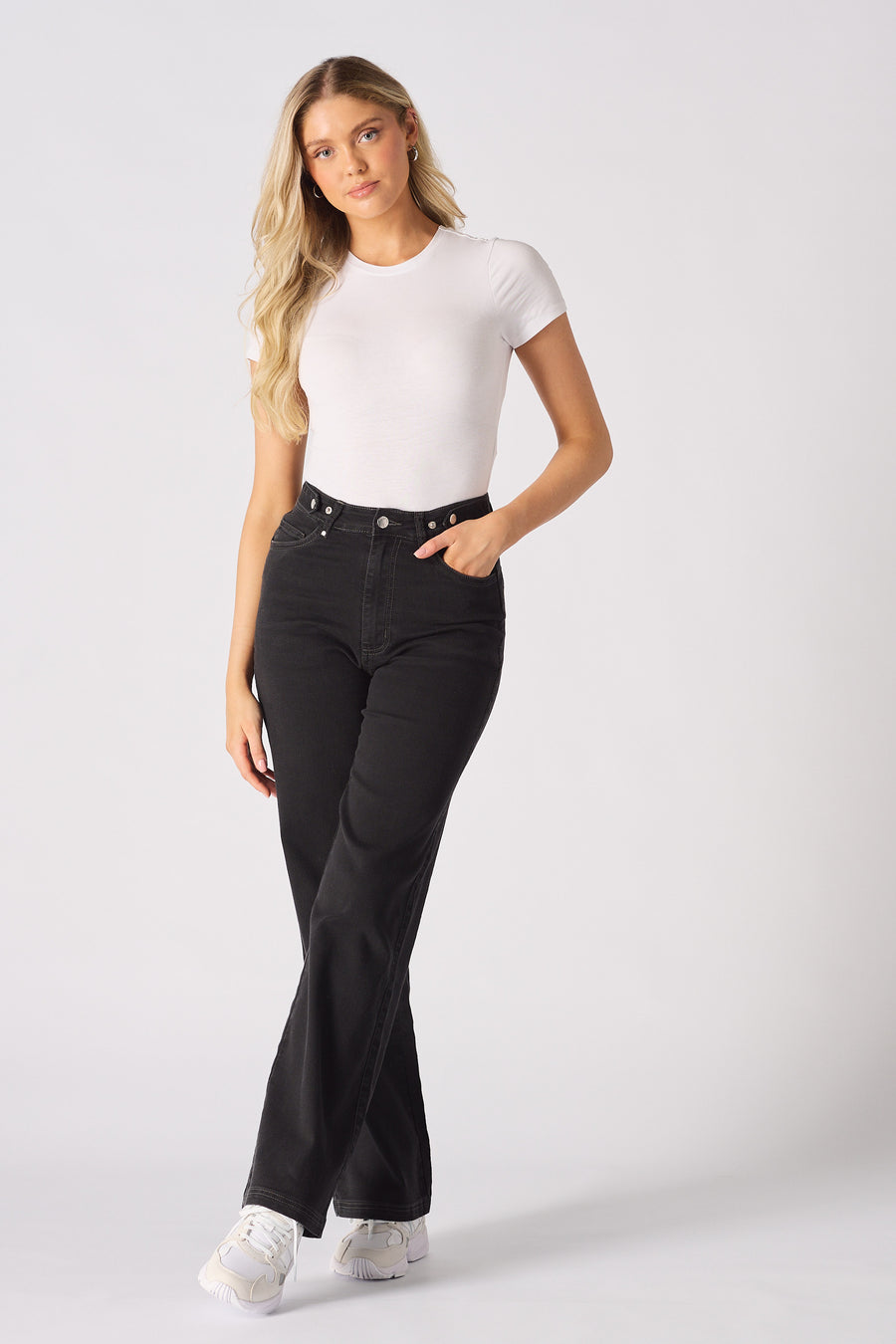 ELYSI High Rise Sculpt Wide Leg Jeans - Black Wash -  Women's Wide Leg Jeans