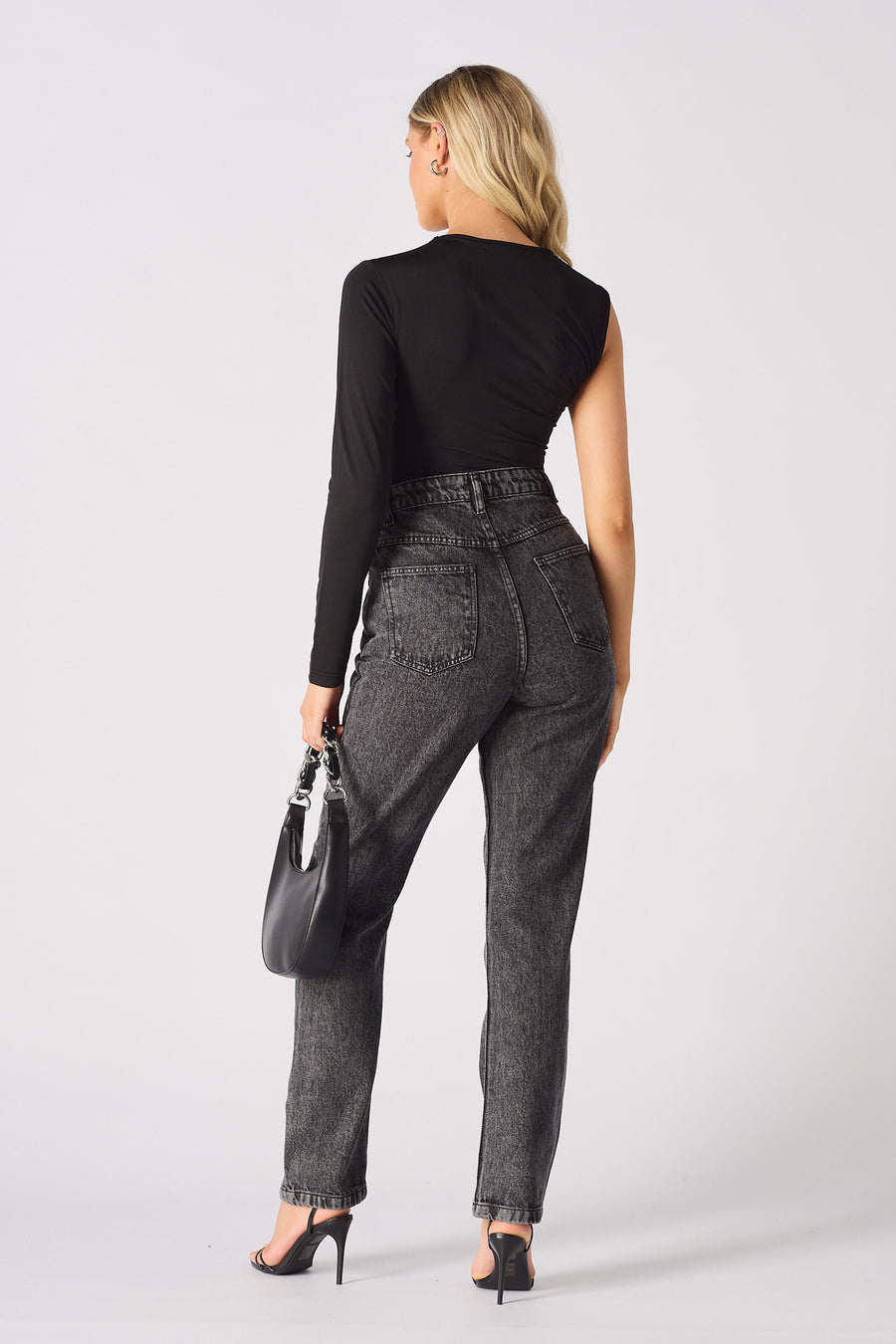Evora High Waisted Slim Straight Leg Jeans - Black -  Women's Straight Leg Jeans