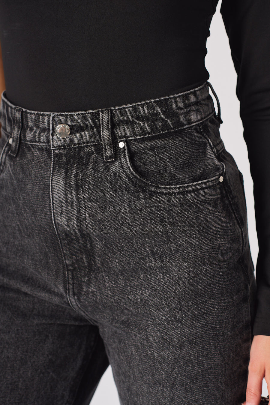 Evora High Waisted Slim Straight Leg Jeans - Black -  Women's Straight Leg Jeans