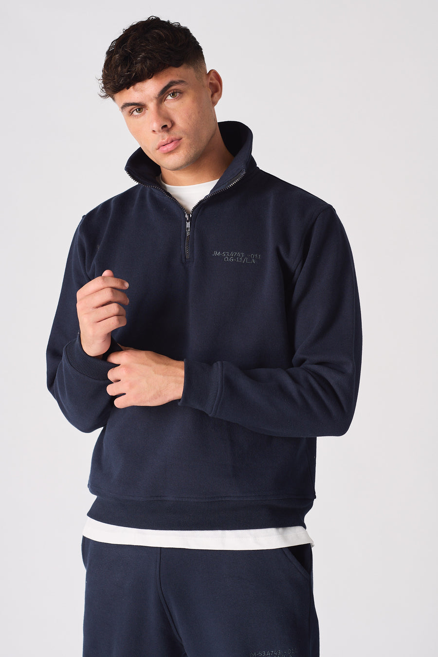 HALF ZIP SWEATSHIRT - NAVY BLUE -  Men's Sweatshirts