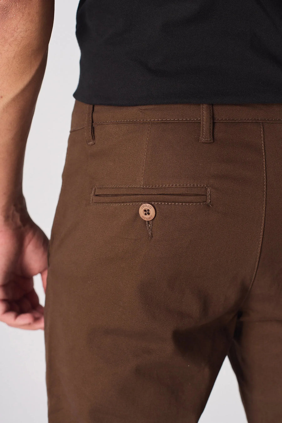 HANSON Stretch Slim Fit Chino Pants - Dark Brown -  Men's Chino Trousers
