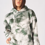 TIE DYE PULLOVER HOODIE - DARK GREEN