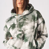 TIE DYE PULLOVER HOODIE - DARK GREEN