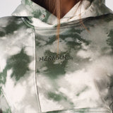 TIE DYE PULLOVER HOODIE - DARK GREEN