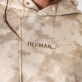 Tesa Cloud Tie Dye Popper Neck Hoodie - Beige