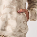 Tesa Cloud Tie Dye Popper Neck Hoodie - Beige