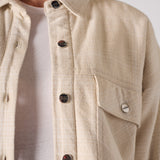 Drift Sherpa Checked Oversized Shirt - Beige