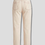 Trek Straight Leg Jeans Contrast Stitch - Ecru Wash