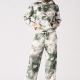 TIE DYE WIDE LEG JOGGER - GREEN