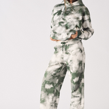 TIE DYE WIDE LEG JOGGER - GREEN