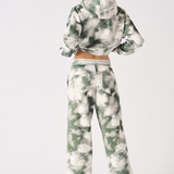 TIE DYE WIDE LEG JOGGER - GREEN