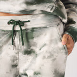 Elara Tie-Dye Panelled Wide Leg Joggers - Green