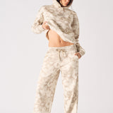 TIE DYE WIDE LEG JOGGER - BEIGE