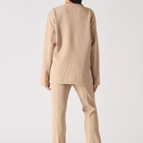 V NECK OVERSIZED JUMPER - BEIGE