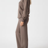 Herman Womens Embossed Quarter Zip Oversized Sweatshirt - Brown