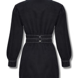 Orla Asymmetric Denim Dress Belted - Black