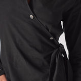 Nautic Cotton Asymmetric Shirt Dress - Black
