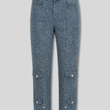 Jordan Speckle Straight Leg Jeans - Mid Blue