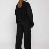 Herman Womens High Waisted Wide Leg Joggers - Black