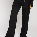 Amaya Panelled Wide Leg Joggers - Black