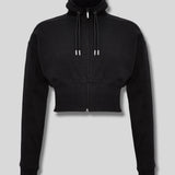 Seren Zip Neck Sweatshirt Floral Embroidery - Black