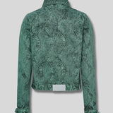 Sunset Acid Wash Oversized Denim Jacket - Dark Green
