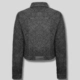Bracken Diamond Stitch Crop Denim Jacket – Black Acid Wash