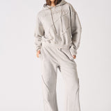 HERMAN SEAM DETAIL HOODIE - GREY ACID WASH