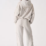 HERMAN SEAM DETAIL HOODIE - GREY ACID WASH