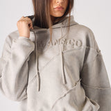 HERMAN SEAM DETAIL HOODIE - GREY ACID WASH