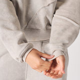 HERMAN SEAM DETAIL HOODIE - GREY ACID WASH