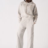 Seam Detail Wide Leg Jogger - Grey Acid Wash