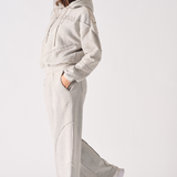 Seam Detail Wide Leg Jogger - Grey Acid Wash