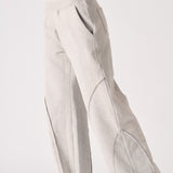 Seam Detail Wide Leg Jogger - Grey Acid Wash