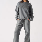 HERMAN OVERSIZED FIT APPLIQUE SWEATSHIRT - GREY