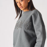 HERMAN OVERSIZED FIT APPLIQUE SWEATSHIRT - GREY