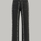 Bianca Raw Seam Straight Leg Jeans - Black