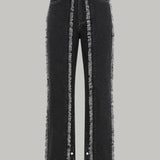 Bianca Raw Seam Straight Leg Jeans - Black