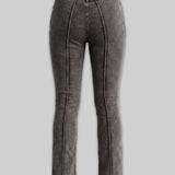 Horizon Pintuck Fit & Flare Jeans - Acid Grey