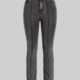 Horizon Pintuck Fit & Flare Jeans - Acid Grey