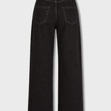 Carmen Straight Wide Leg Jeans - BLACK WASH