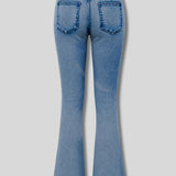 Sunset Button Fit & Flare Jeans - Mid Blue