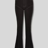 Camden High Waisted Contrast Stitch Bootcut Jeans - Black