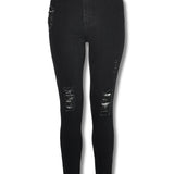 Aura Ripped High Waisted Skinny Jeans - Black