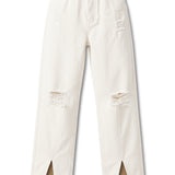 Aurora High Waist Distressed Wide Leg Jeans - White